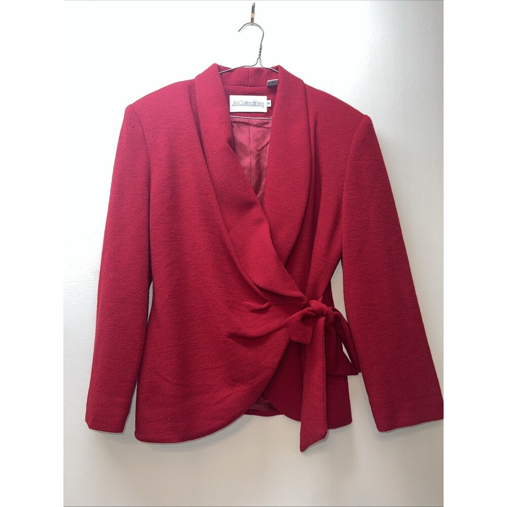 Women's Vintage Made In USA JH Collectibles Petites Red Wool Blazer, Size 8